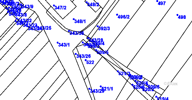 Parcela st. 509/5 v KÚ Mělčany u Ivančic, Katastrální mapa