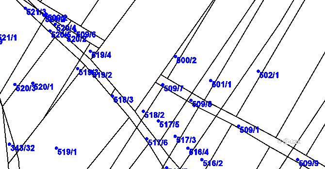 Parcela st. 509/7 v KÚ Mělčany u Ivančic, Katastrální mapa