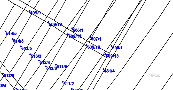 Parcela st. 509/12 v KÚ Mělčany u Ivančic, Katastrální mapa