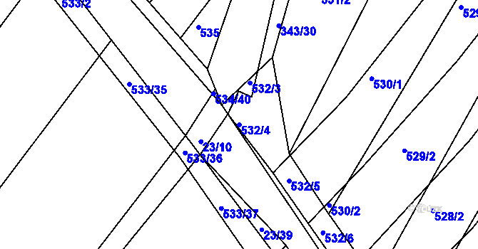 Parcela st. 532/4 v KÚ Mělčany u Ivančic, Katastrální mapa