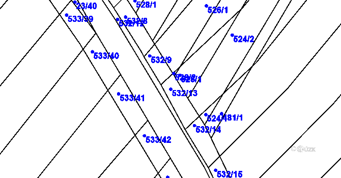 Parcela st. 532/13 v KÚ Mělčany u Ivančic, Katastrální mapa