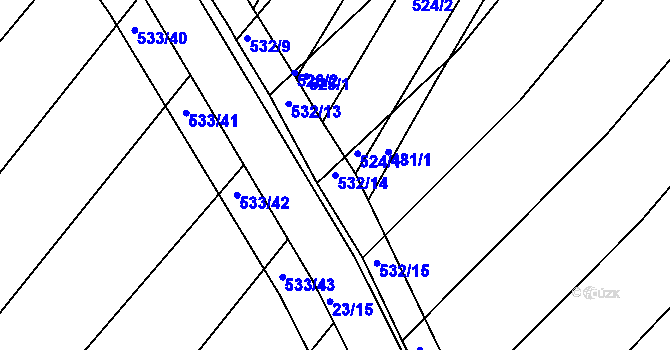 Parcela st. 532/14 v KÚ Mělčany u Ivančic, Katastrální mapa