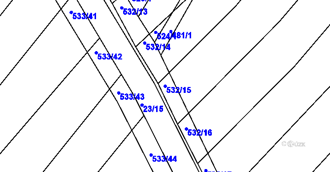 Parcela st. 532/15 v KÚ Mělčany u Ivančic, Katastrální mapa