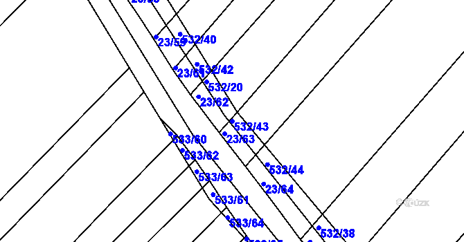 Parcela st. 532/43 v KÚ Mělčany u Ivančic, Katastrální mapa