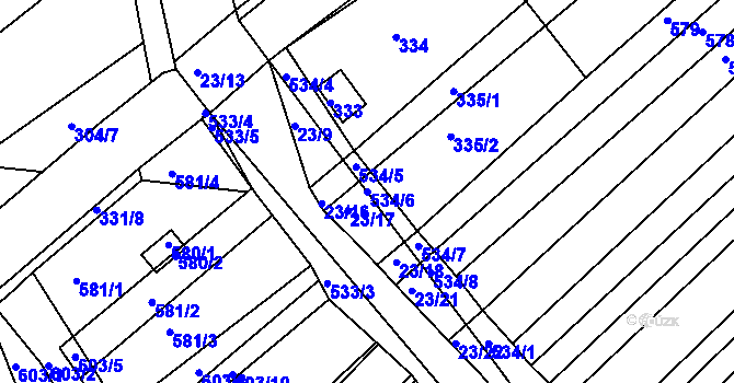 Parcela st. 534/6 v KÚ Mělčany u Ivančic, Katastrální mapa