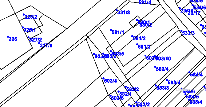 Parcela st. 603/2 v KÚ Mělčany u Ivančic, Katastrální mapa