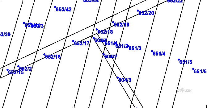 Parcela st. 604/2 v KÚ Mělčany u Ivančic, Katastrální mapa