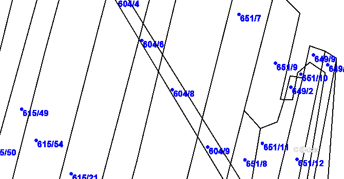 Parcela st. 604/8 v KÚ Mělčany u Ivančic, Katastrální mapa