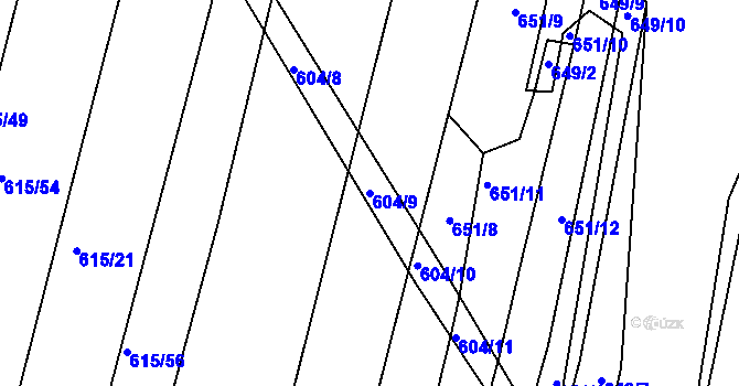 Parcela st. 604/9 v KÚ Mělčany u Ivančic, Katastrální mapa
