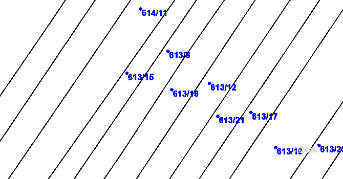 Parcela st. 613/18 v KÚ Mělčany u Ivančic, Katastrální mapa