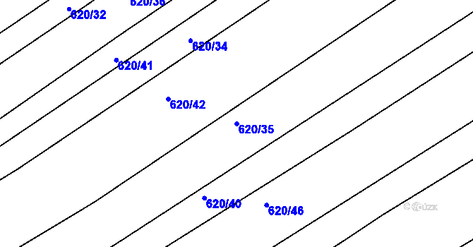Parcela st. 620/35 v KÚ Mělčany u Ivančic, Katastrální mapa