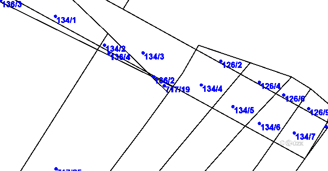 Parcela st. 717/19 v KÚ Mělčany u Ivančic, Katastrální mapa