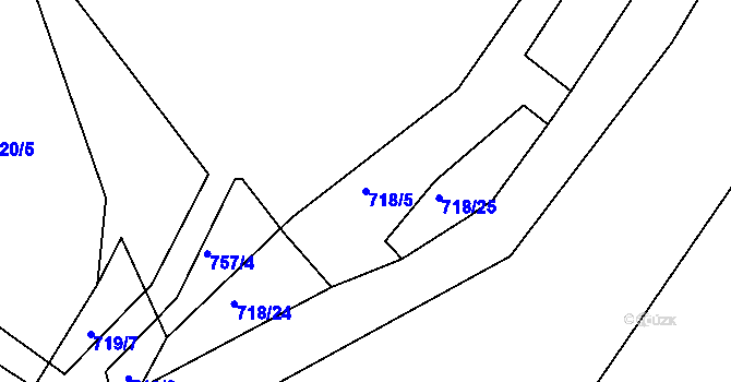 Parcela st. 718/5 v KÚ Mělčany u Ivančic, Katastrální mapa