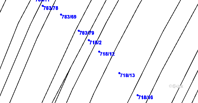 Parcela st. 718/12 v KÚ Mělčany u Ivančic, Katastrální mapa
