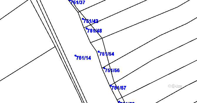 Parcela st. 751/54 v KÚ Mělčany u Ivančic, Katastrální mapa