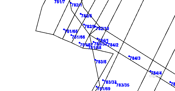 Parcela st. 751/68 v KÚ Mělčany u Ivančic, Katastrální mapa
