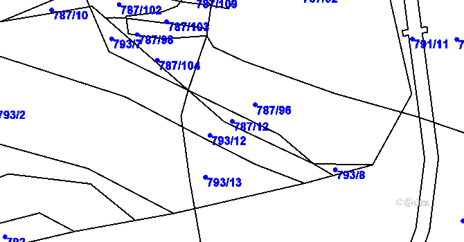 Parcela st. 787/12 v KÚ Mělčany u Ivančic, Katastrální mapa