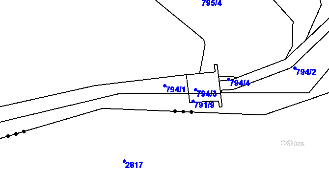 Parcela st. 794/1 v KÚ Mělčany u Ivančic, Katastrální mapa