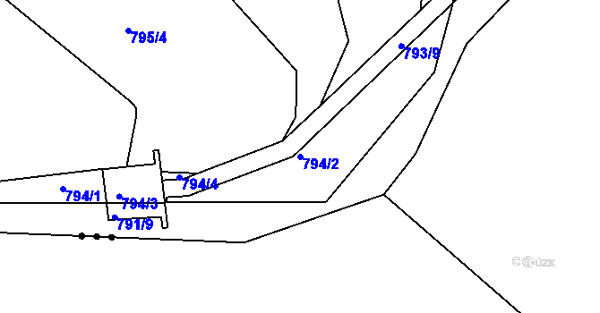 Parcela st. 794/2 v KÚ Mělčany u Ivančic, Katastrální mapa