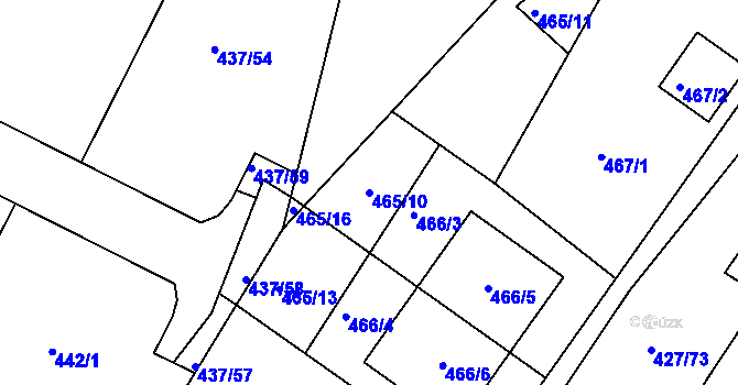 Parcela st. 465/10 v KÚ Mělčany u Ivančic, Katastrální mapa