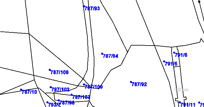 Parcela st. 787/94 v KÚ Mělčany u Ivančic, Katastrální mapa