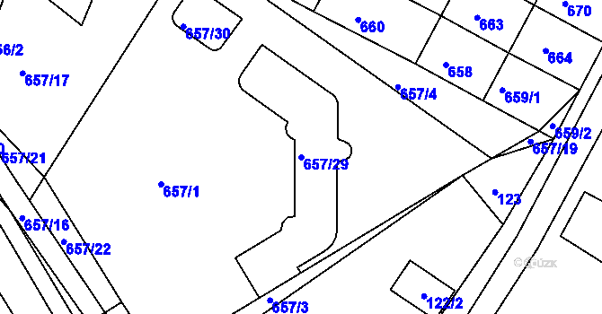 Parcela st. 657/29 v KÚ Mělčany u Ivančic, Katastrální mapa