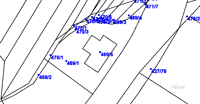Parcela st. 469/5 v KÚ Mělčany u Ivančic, Katastrální mapa