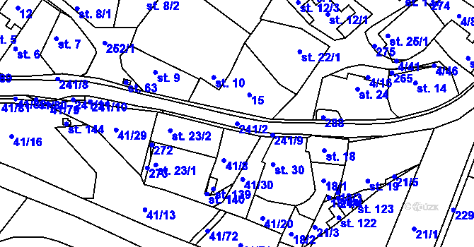 Parcela st. 241/2 v KÚ Mělice, Katastrální mapa