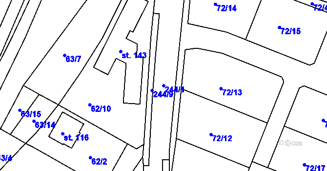 Parcela st. 244/1 v KÚ Mělice, Katastrální mapa