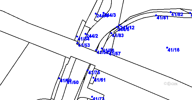 Parcela st. 41/55 v KÚ Mělice, Katastrální mapa