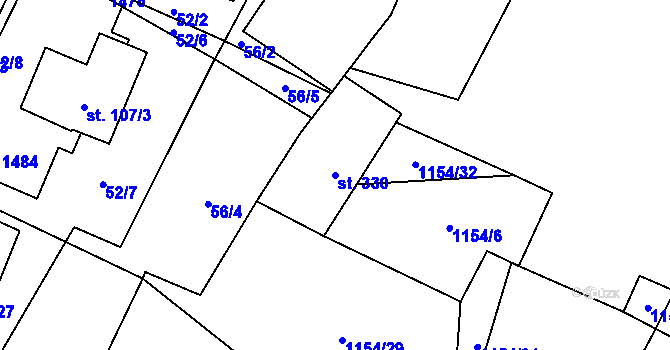 Parcela st. 330 v KÚ Mělnické Vtelno, Katastrální mapa