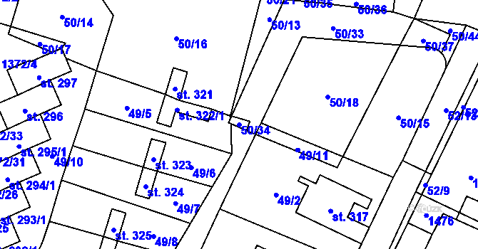 Parcela st. 50/34 v KÚ Mělnické Vtelno, Katastrální mapa
