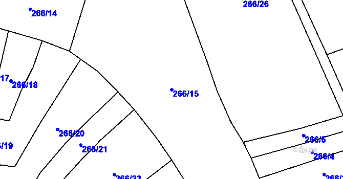Parcela st. 266/15 v KÚ Mělnické Vtelno, Katastrální mapa