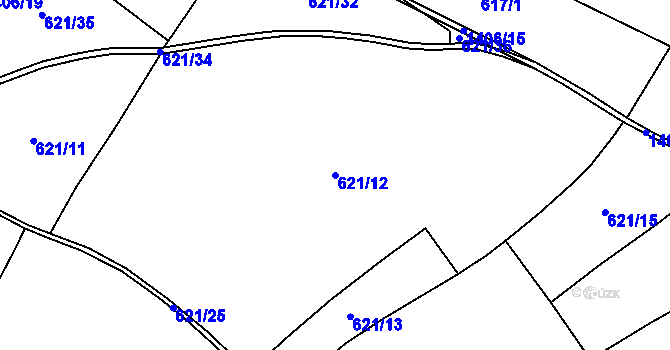 Parcela st. 621/12 v KÚ Mělnické Vtelno, Katastrální mapa