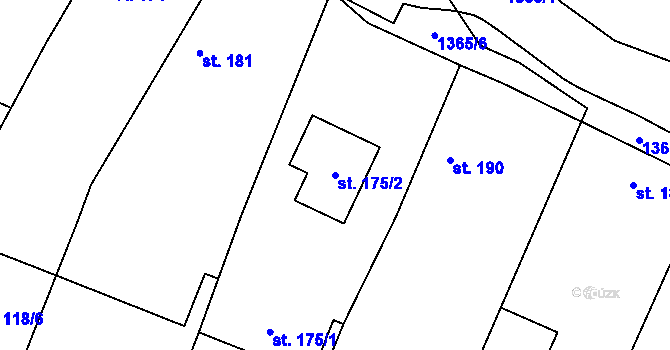 Parcela st. 175/2 v KÚ Mělnické Vtelno, Katastrální mapa