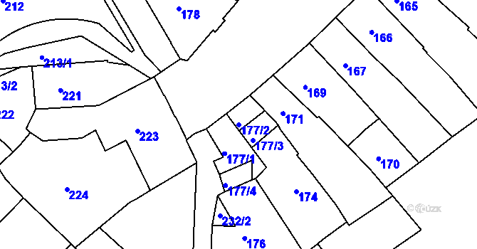 Parcela st. 177/2 v KÚ Mělník, Katastrální mapa