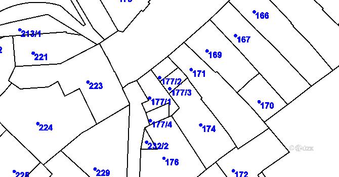 Parcela st. 177/3 v KÚ Mělník, Katastrální mapa