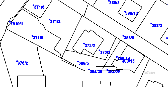 Parcela st. 373/2 v KÚ Mělník, Katastrální mapa