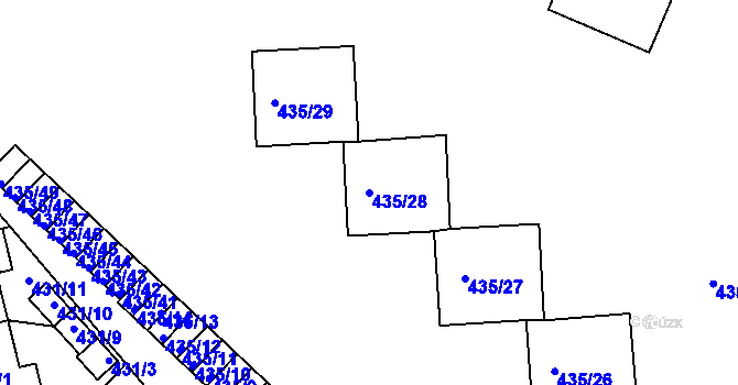 Parcela st. 435/28 v KÚ Mělník, Katastrální mapa