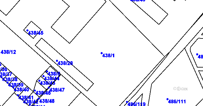 Parcela st. 438/1 v KÚ Mělník, Katastrální mapa
