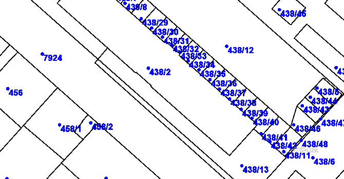 Parcela st. 438/3 v KÚ Mělník, Katastrální mapa