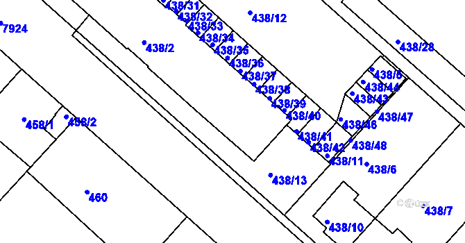 Parcela st. 438/4 v KÚ Mělník, Katastrální mapa