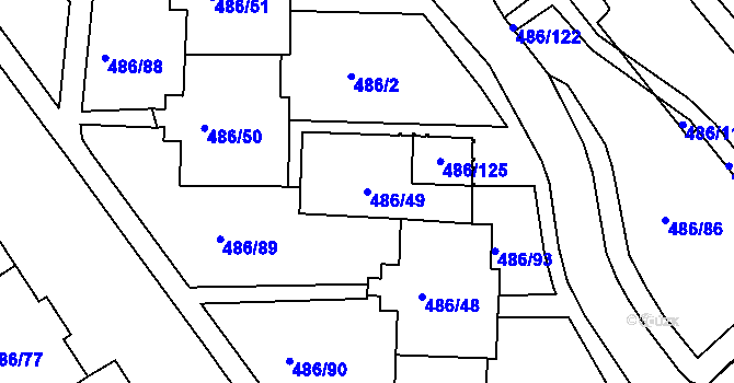 Parcela st. 486/49 v KÚ Mělník, Katastrální mapa