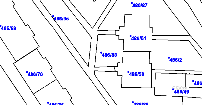 Parcela st. 486/88 v KÚ Mělník, Katastrální mapa