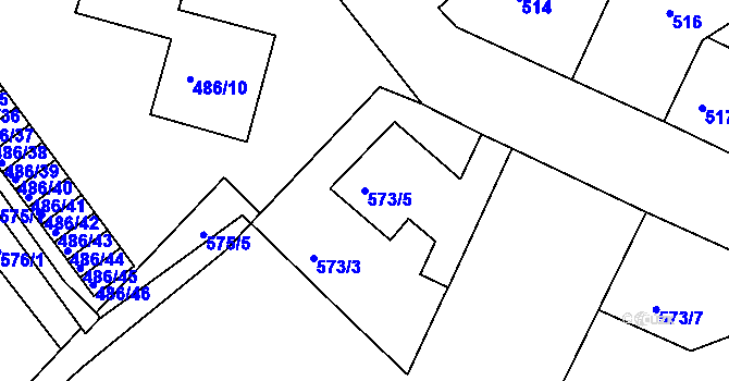 Parcela st. 573/5 v KÚ Mělník, Katastrální mapa