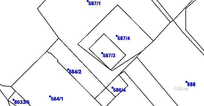 Parcela st. 587/3 v KÚ Mělník, Katastrální mapa