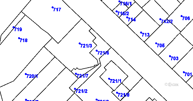 Parcela st. 721/6 v KÚ Mělník, Katastrální mapa