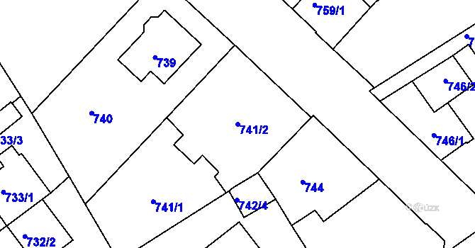 Parcela st. 741/2 v KÚ Mělník, Katastrální mapa