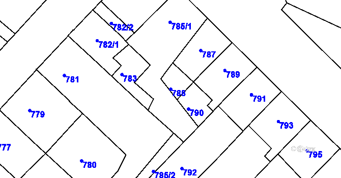 Parcela st. 788 v KÚ Mělník, Katastrální mapa