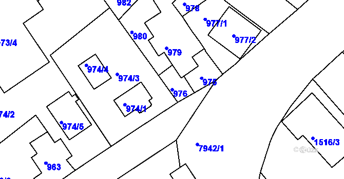 Parcela st. 976 v KÚ Mělník, Katastrální mapa